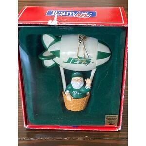 NFL New York Jets Santa's Watching Blimp‎ Ornament in Box Russ Christmas Green